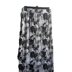 Liz Claiborne Black and White Floral Maxi Skirt